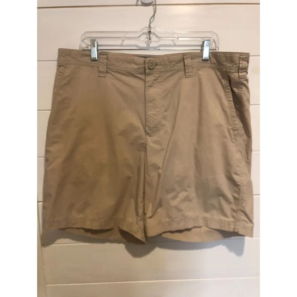 MENS COLUMBIA BEIGE TAN KHAKI 19" CASUAL FLAT FRONT LIGHT WEIGHT WALK SHORTS 38 - Picture 1 of 10